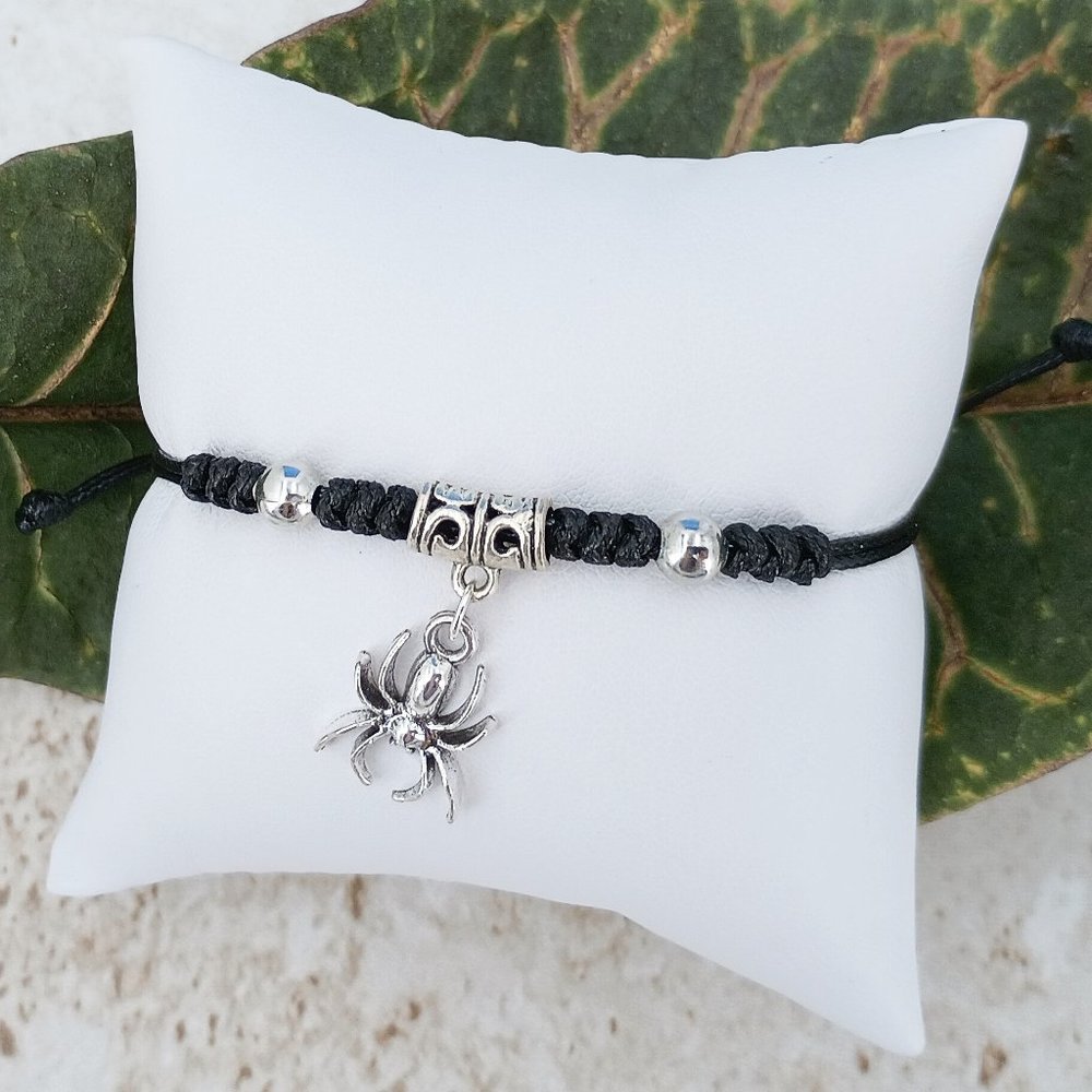Spider Bracelet Anklet Adjustable Silver Tone Friendship String 1011-328